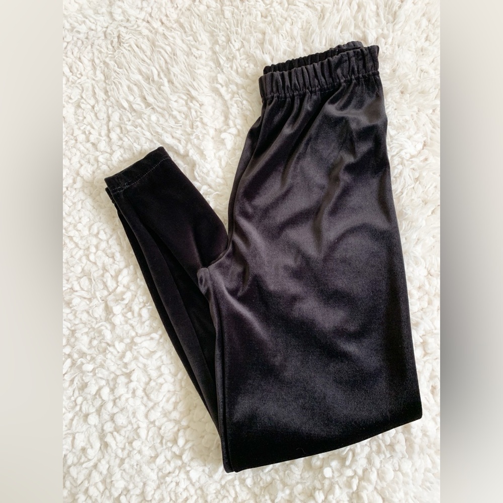 Bill Blass Blassport Vintage High-Waisted Velvet Velour Sot Black Leggings Pants